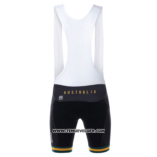 2017 Maillot Ciclismo Australie Blanc et Jaune Manches Courtes et Cuissard